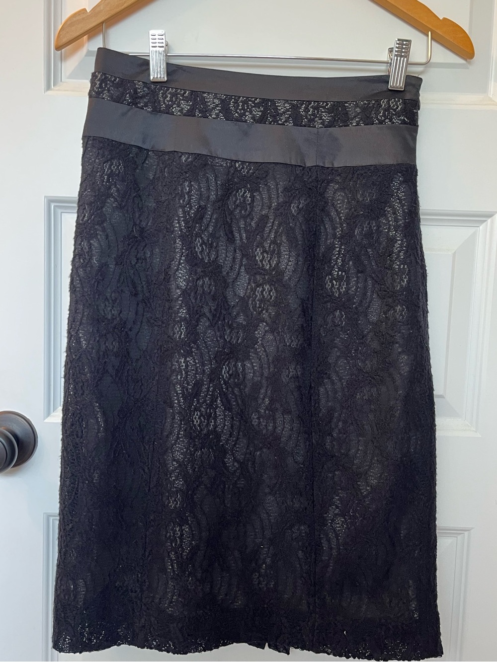 Worthington Black Lace Pencil Skirt with Satin Waistband